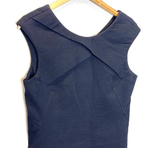 HELMUT LANG Black Structural Casual Shift Dress Size 10 Textured Cotton Dress - Picture 3 of 8